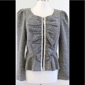 Anthropologie Elevenses Tweed Zip Blazer